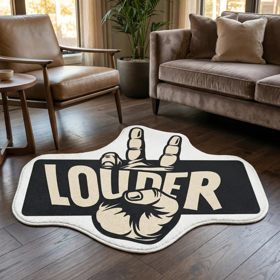 Irregular logo rug living room