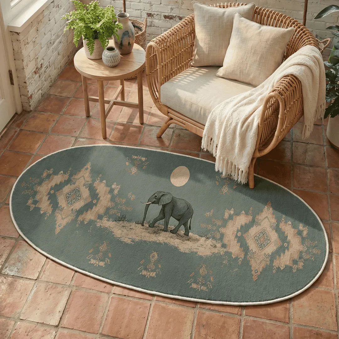 Beige persian style rug patio balcony