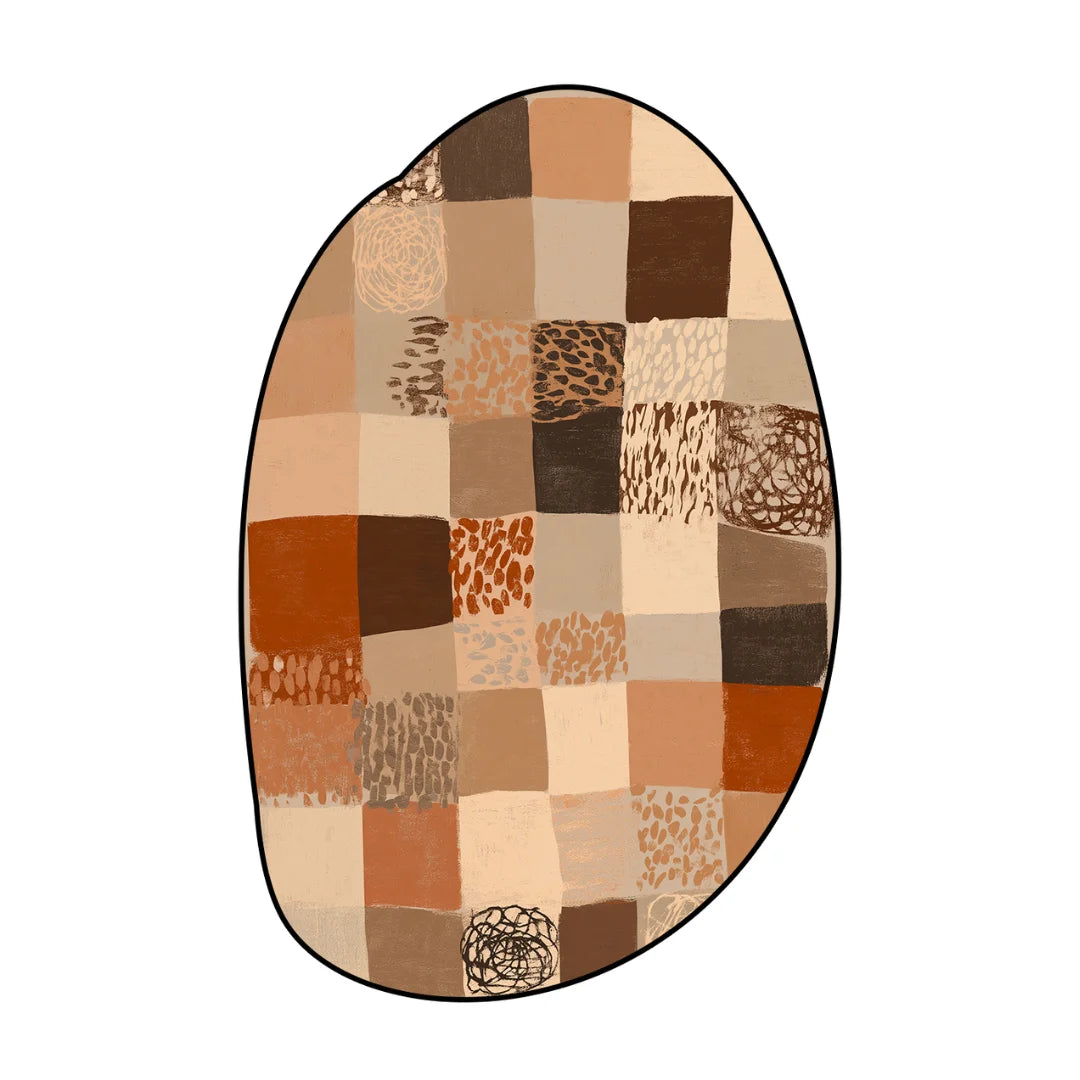 Irregular moss clay checkered rug patio balcony