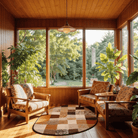 Irregular moss clay checkered rug patio balcony