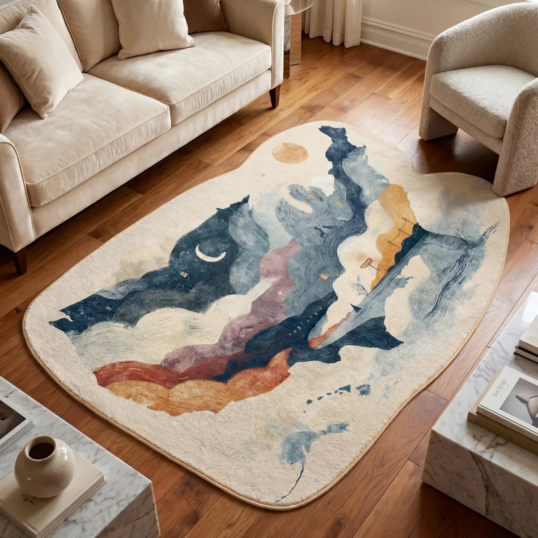 Irregular USA map rug living room