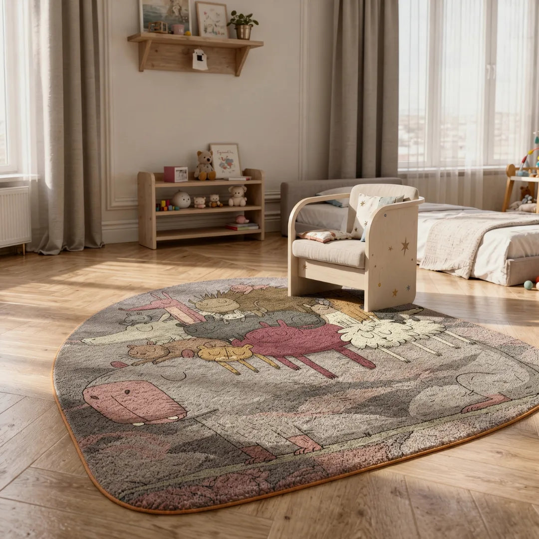 Irregular capybara rug kidsroom