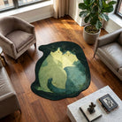 Irregular green cat rug living room