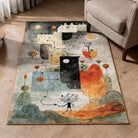 Johns inspired abstract rug living room