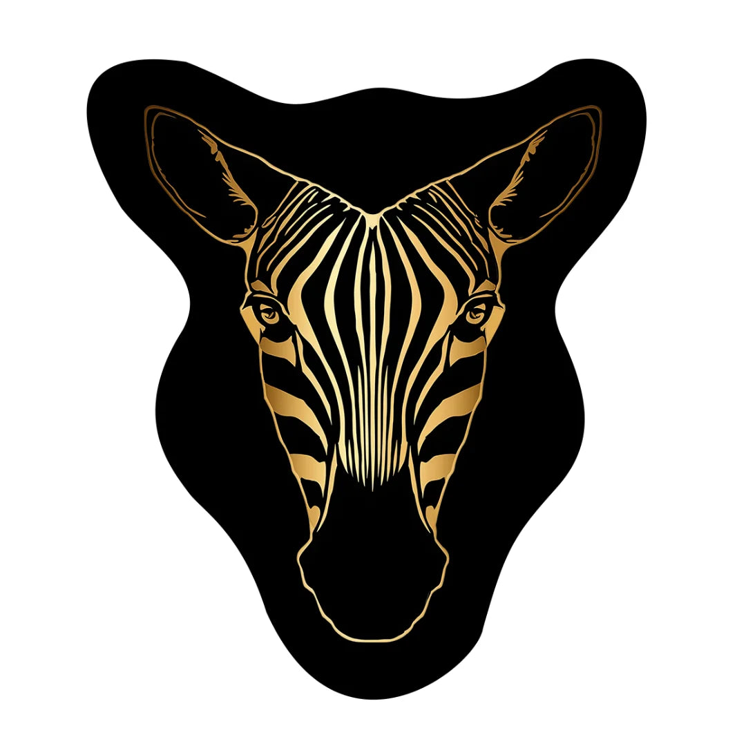 Irregular black gold zebra rug living room