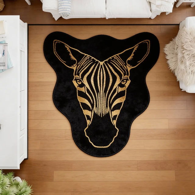 Nocturne Crown –  Irregular Zebra Rug | 5 × 6 ft | Living Room
