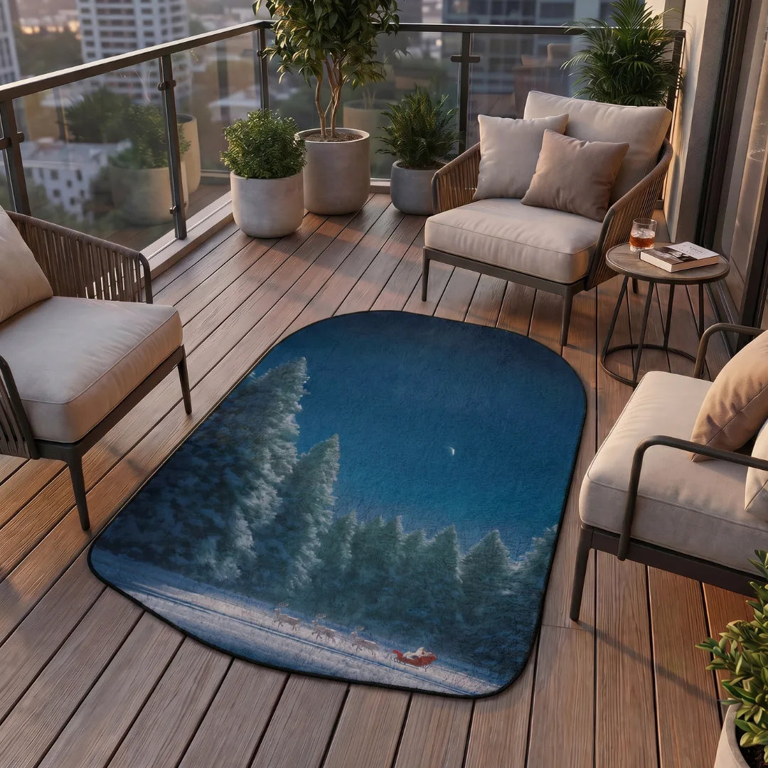 Irregular Christmas inspired rug patio balcony