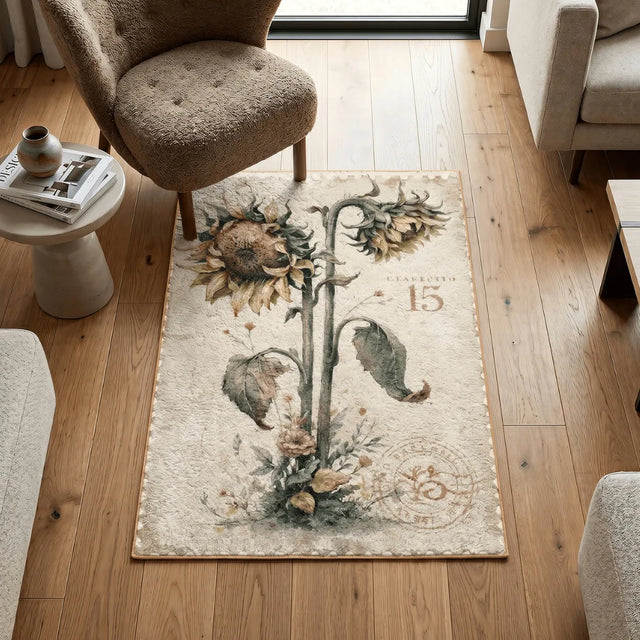 Only Them Left – Stamp-Inspired Rug | 4 x 6 ft | Living Room & Reading Nook