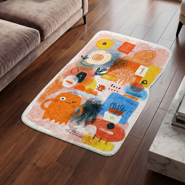 Orange Study – Johns-Inspired Abstract Rug | 4 x 6 ft | Living Room & Reading Nook