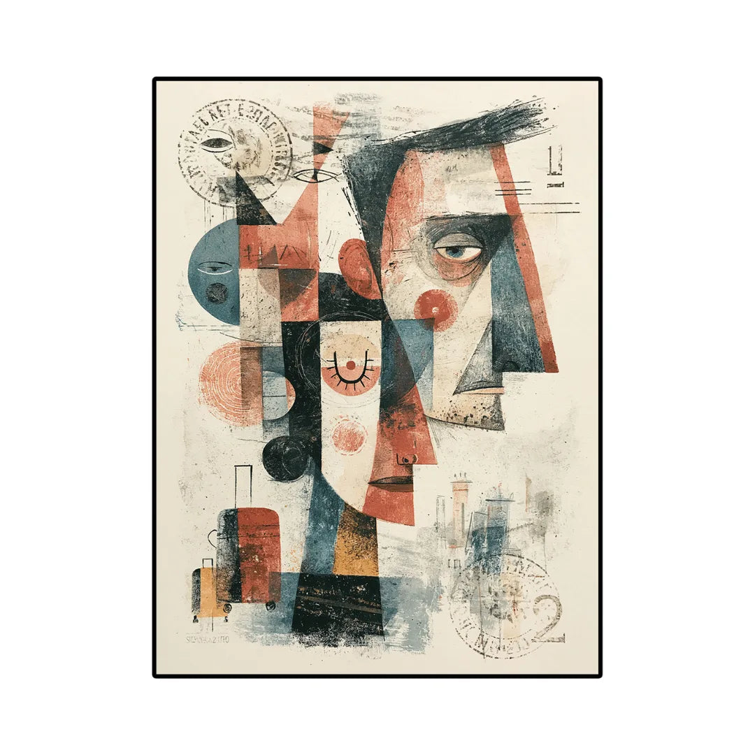 Stamp inspired expressionism rug living room