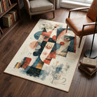 Stamp inspired expressionism rug living room