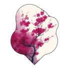 Passing Pink rug with soft cherry blossom branches and gentle pink tones on a neutral background