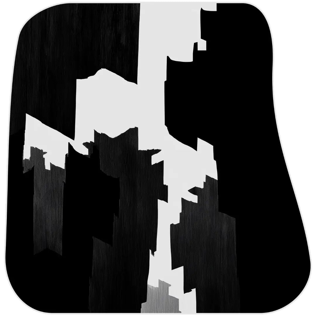 Irregular black and white perspective rug living room