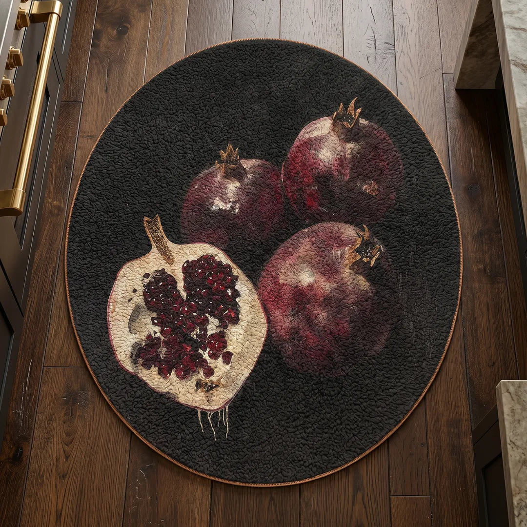 Black red minimalist rug kitchen