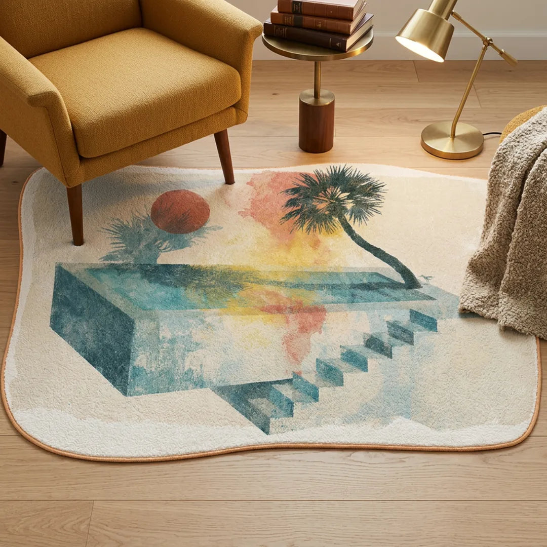 Irregular California summer rug living room