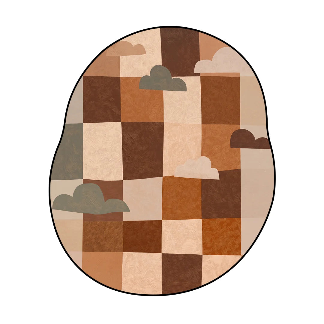 Irregular checkered porous rug living room