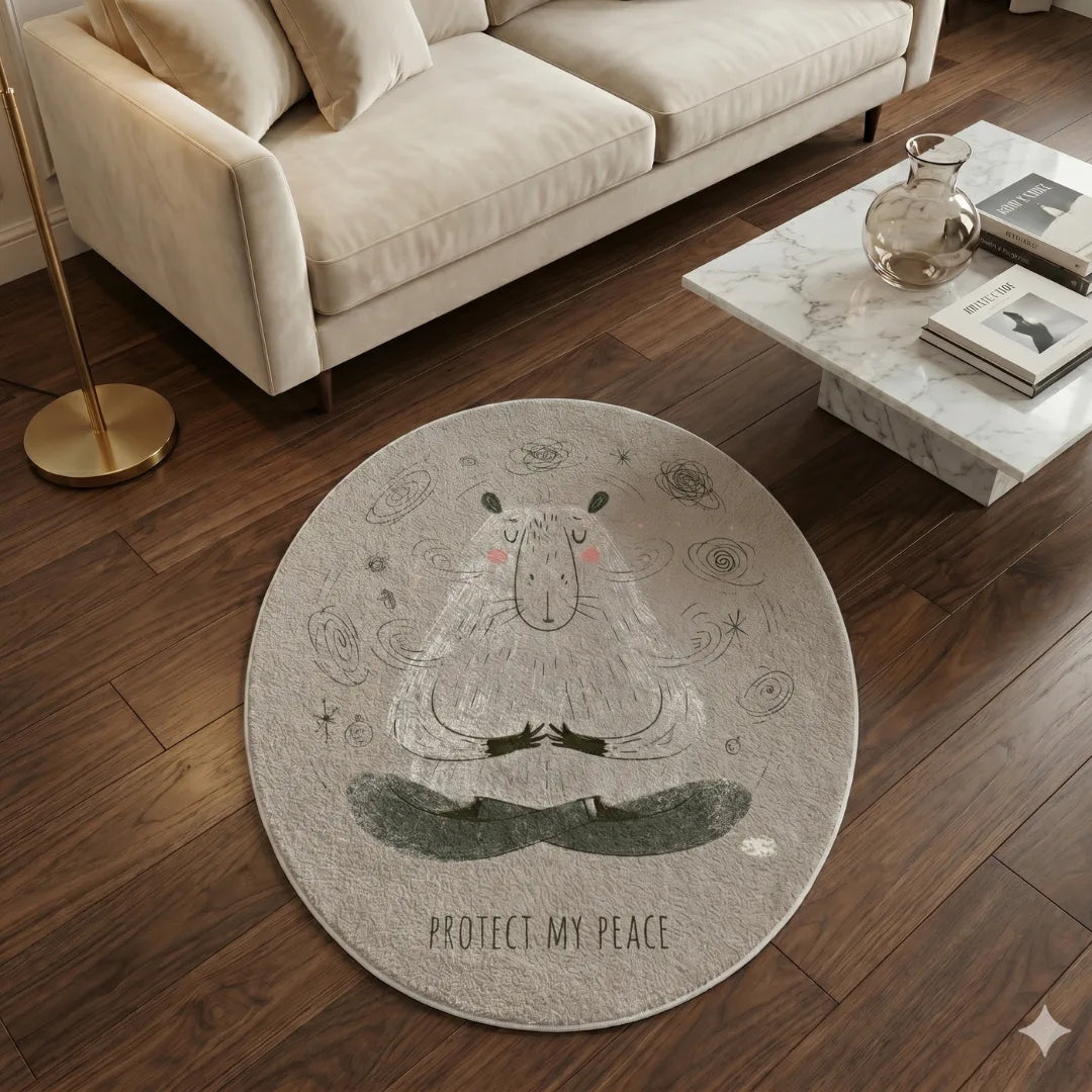 Capybara style rug living room