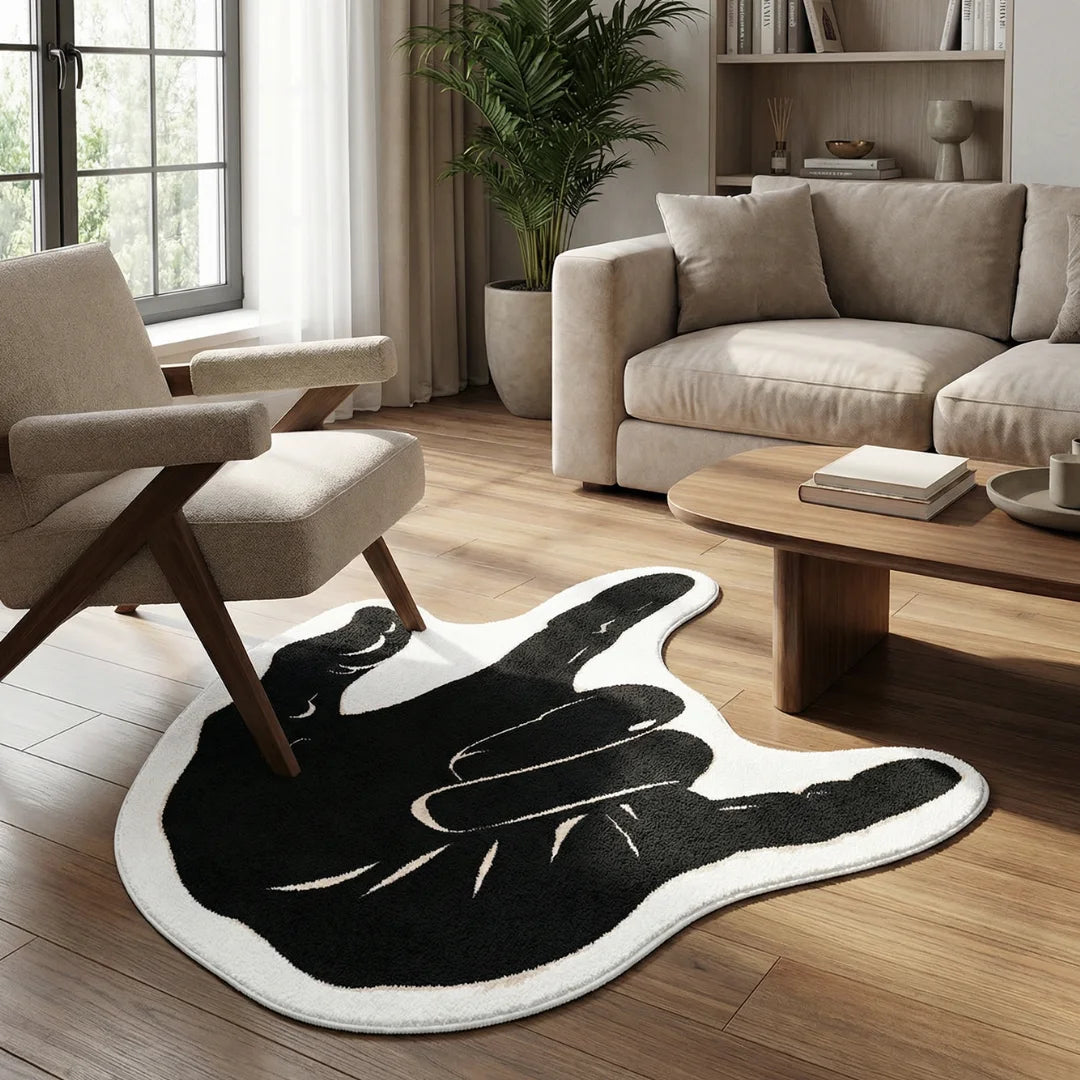 Irregular logo rug living room
