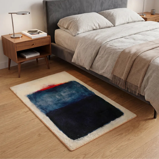 Red at the Rim – Rothko-Inspired Abstract Color Rug | 4 x 6 ft | Bedroom