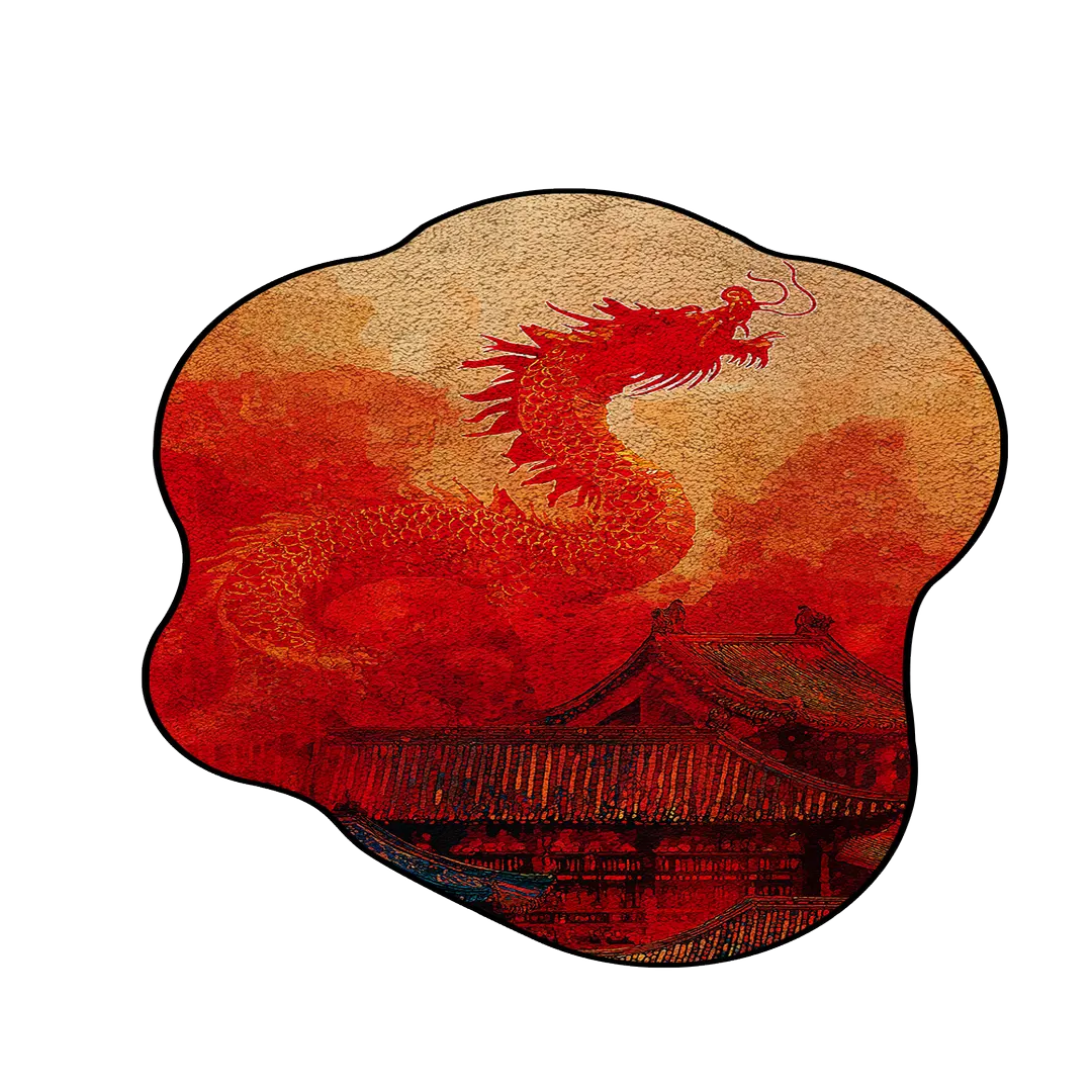 Irregular red dragon rug bedroom
