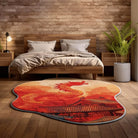 Irregular red dragon rug bedroom