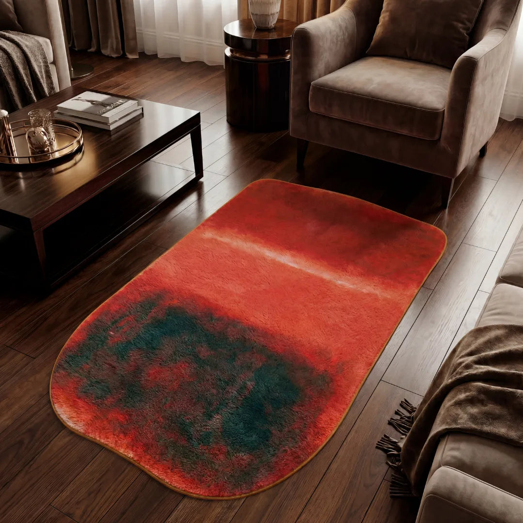 Rothko inspired abstract color rug living room