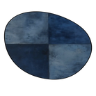 Irregular blue geometric rug living room