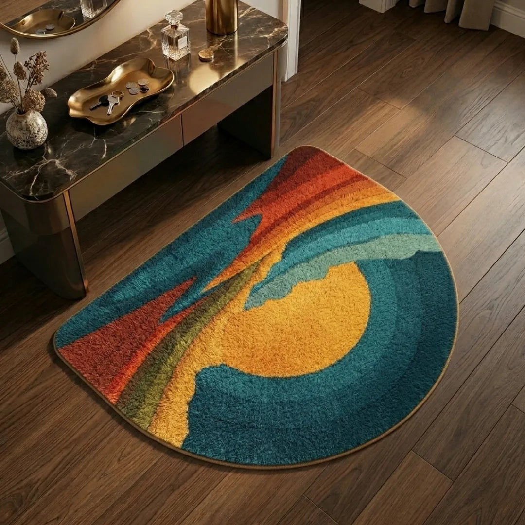 Irregular colores rug living room