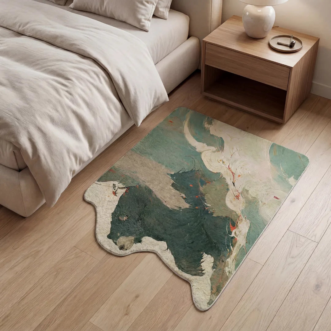 Irregular bear style rug bedroom