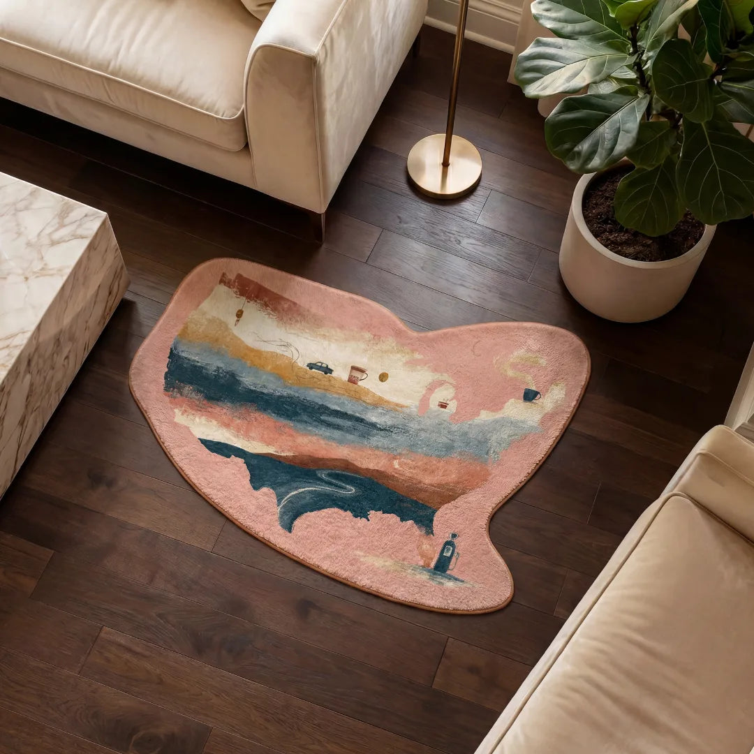 Irregular USA map rug living room