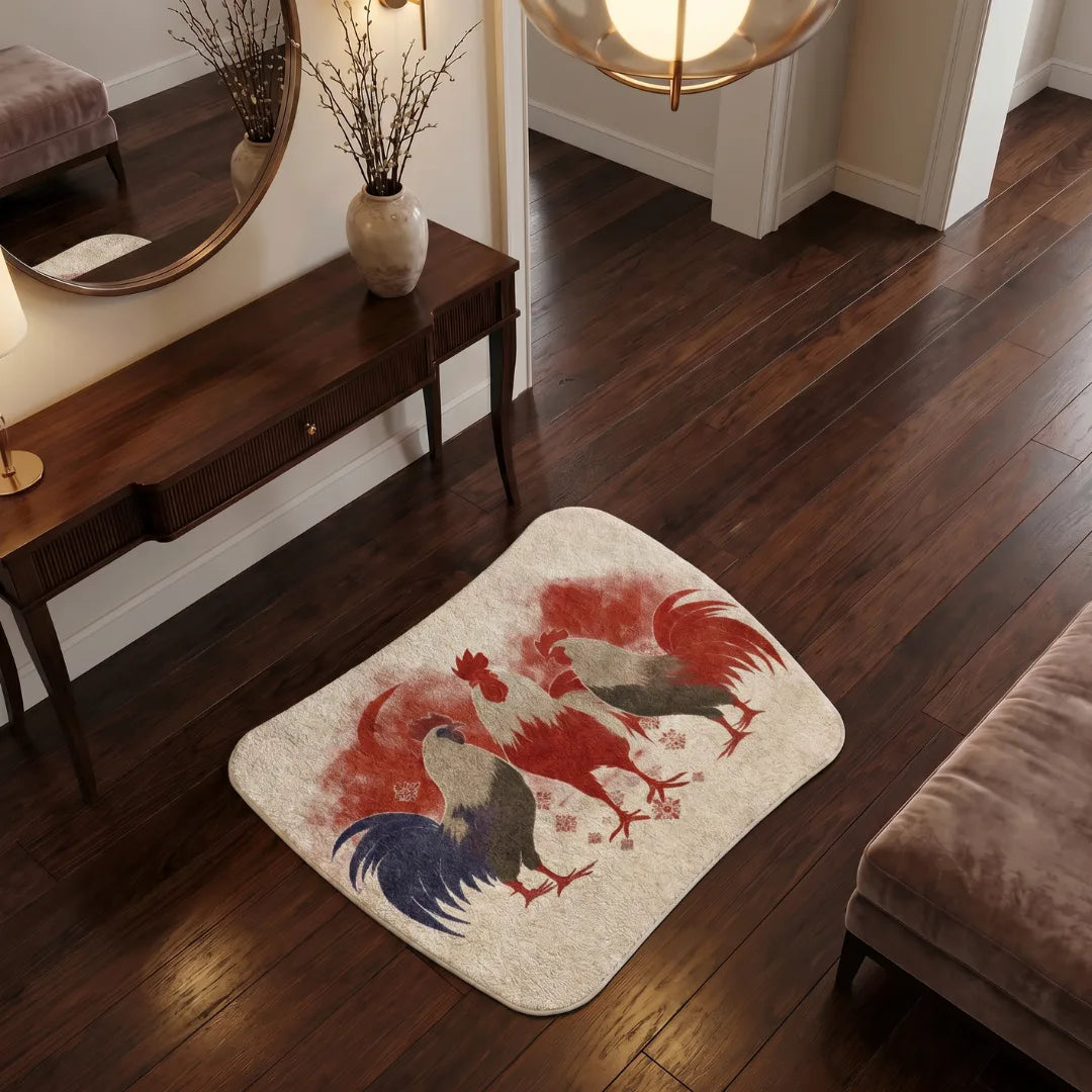 Rooster style rug entryway