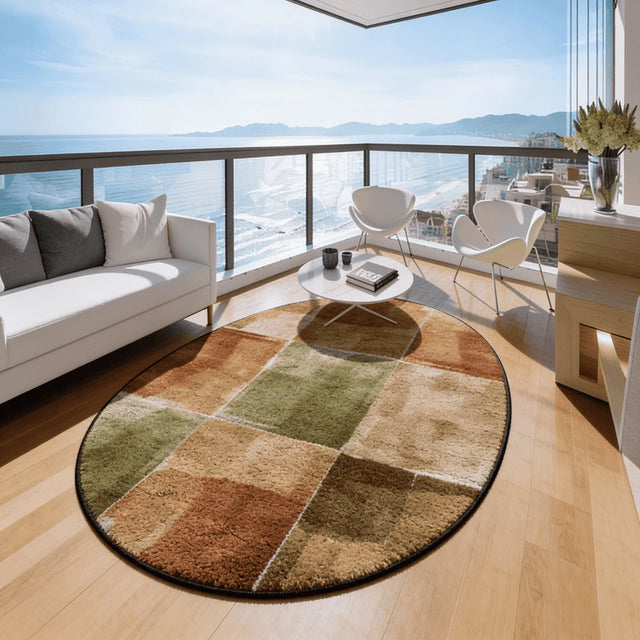 Rooted – Irregular Checkered Rug | 4.5 × 6 ft | Balcony and Nook