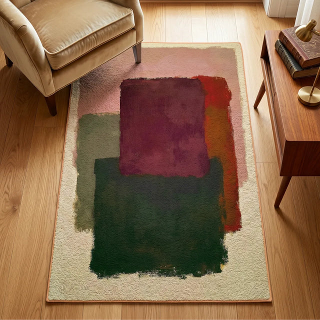 Rose Ash Field – Rothko-Inspired Abstract Color Rug | 5 x 8 ft | Living Room & Reading Nook