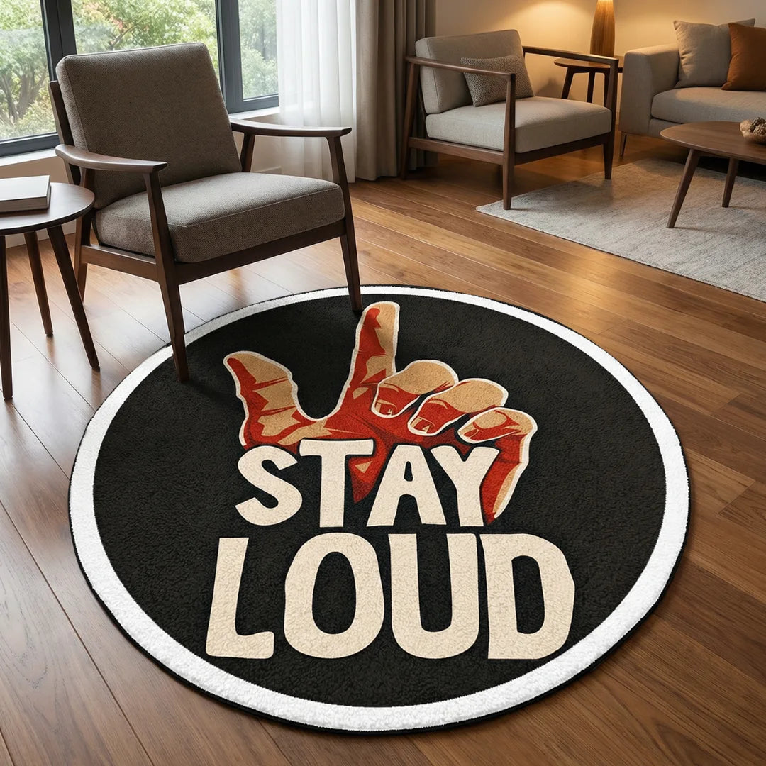 Irregular logo rug living room