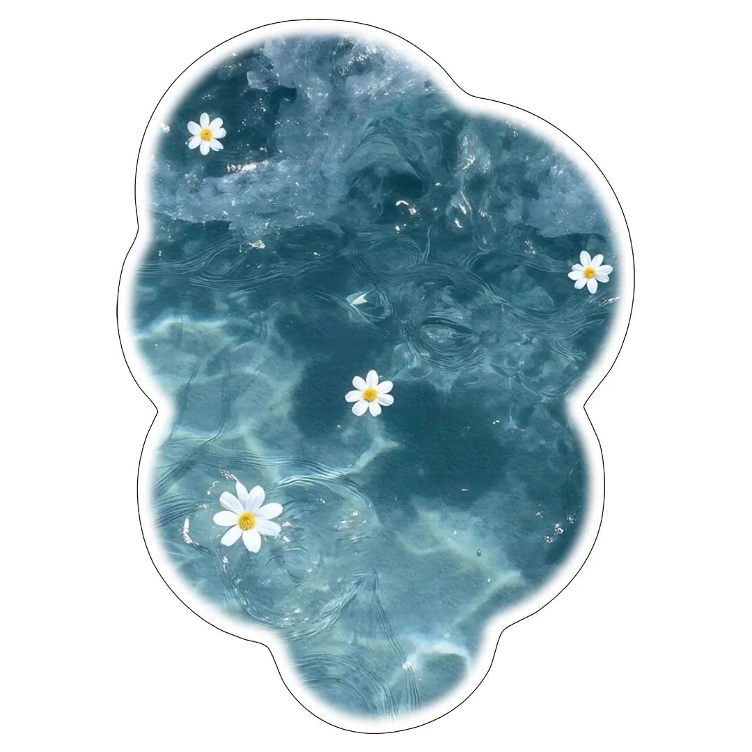 Irregular blue daisy rug living room