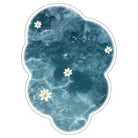 Irregular blue daisy rug living room