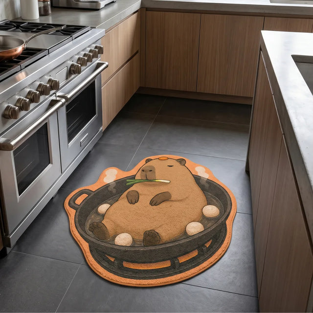 Simmer of Ease – Irregular Capybara Rug | 3 x 3 ft | Kitchen