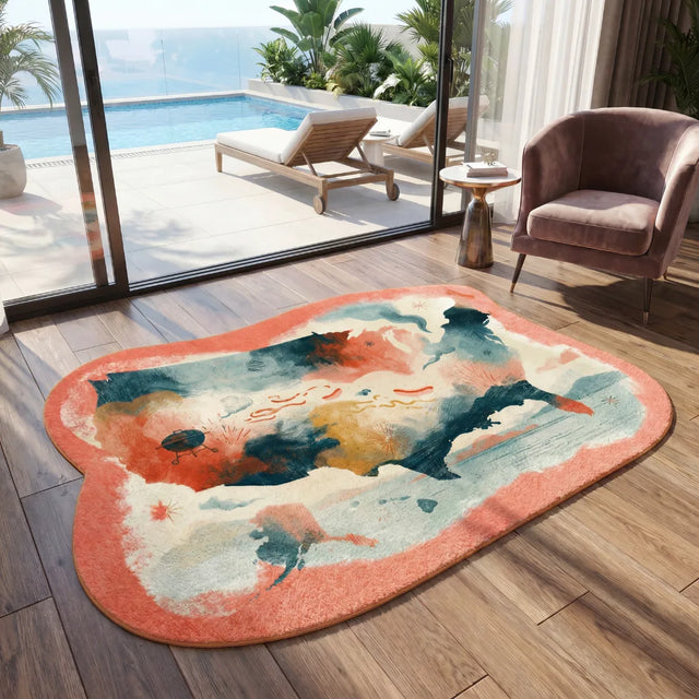 Smoke, Salt, and the Fourth – Irregular USA Map Rug | 4 x 6 ft | By the Pool | Patio & Balcony