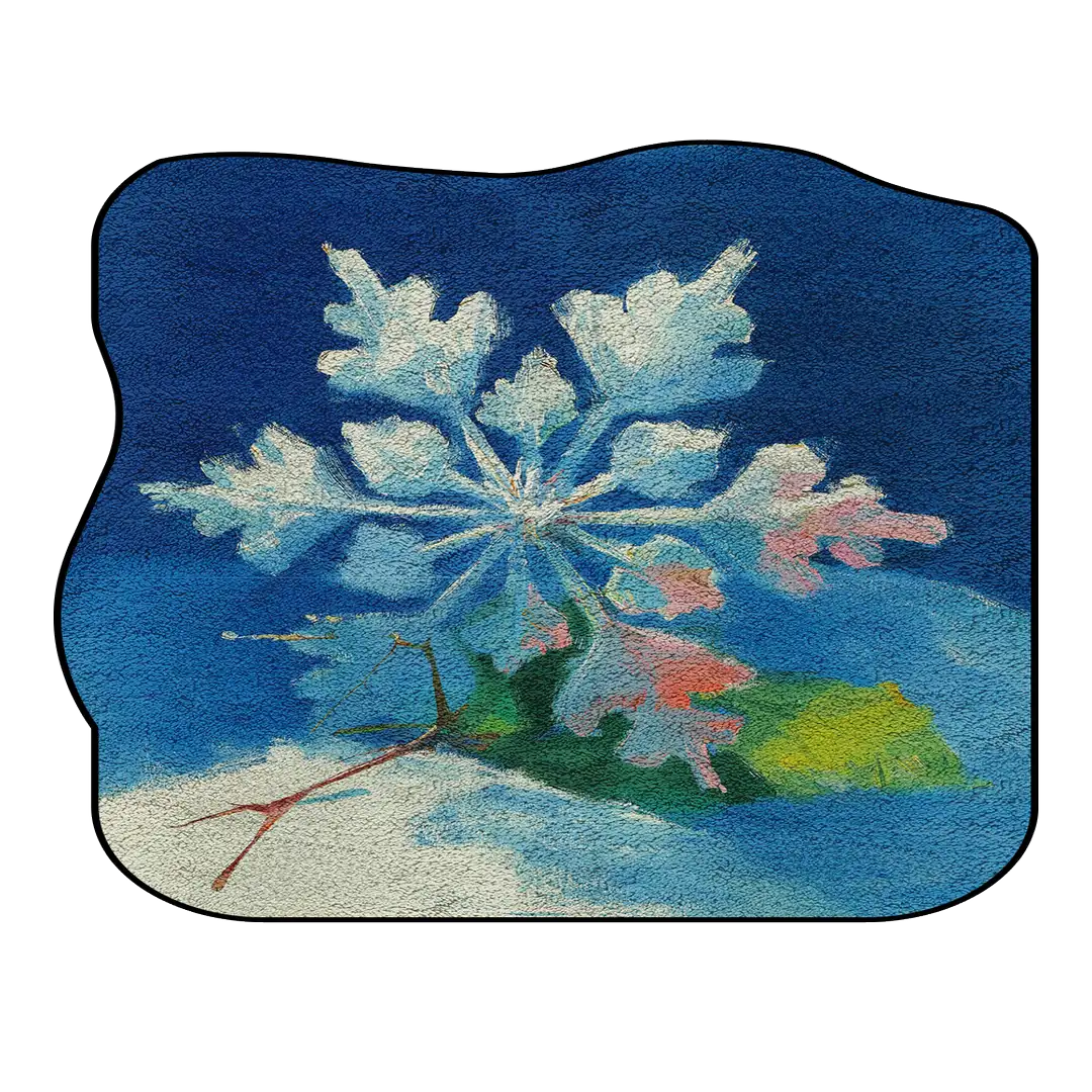 Irregular blue snowflake-inspired rug living room