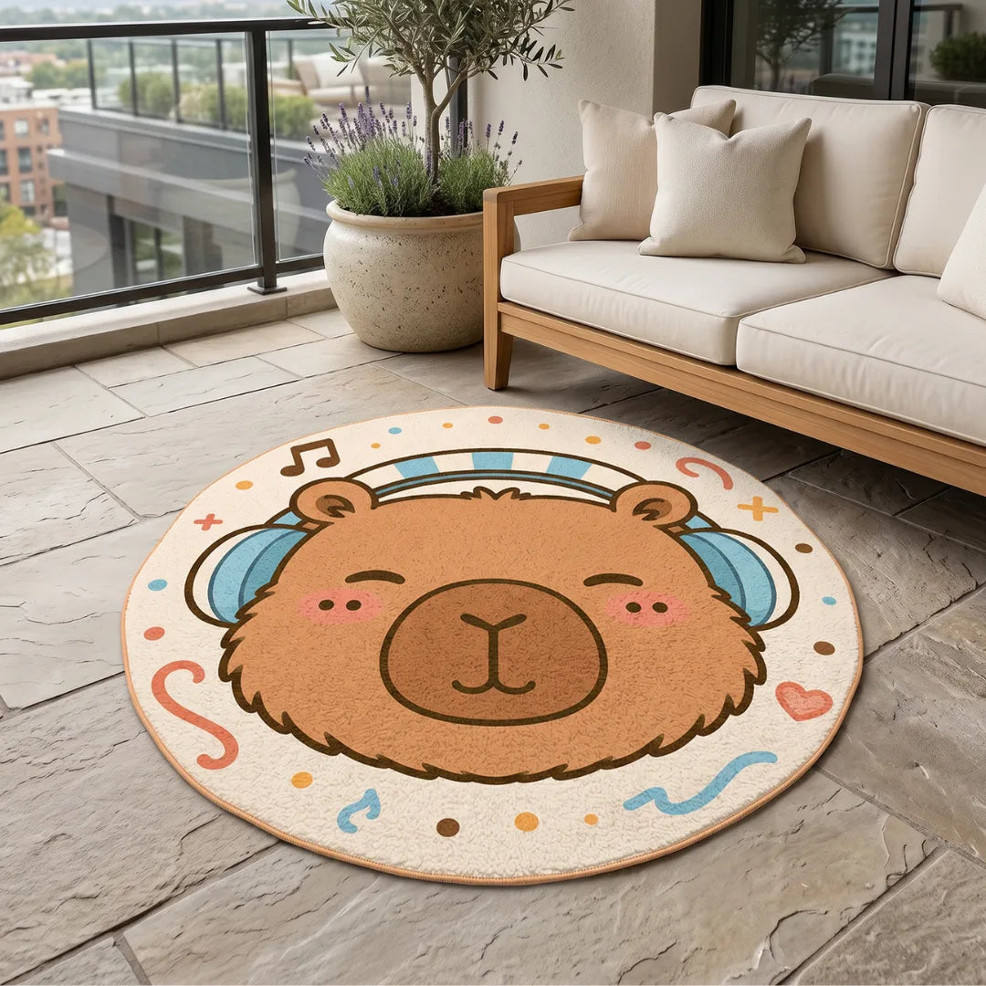 Capybara style rug patio balcony