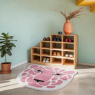 Irregular pink leopard rug entryway