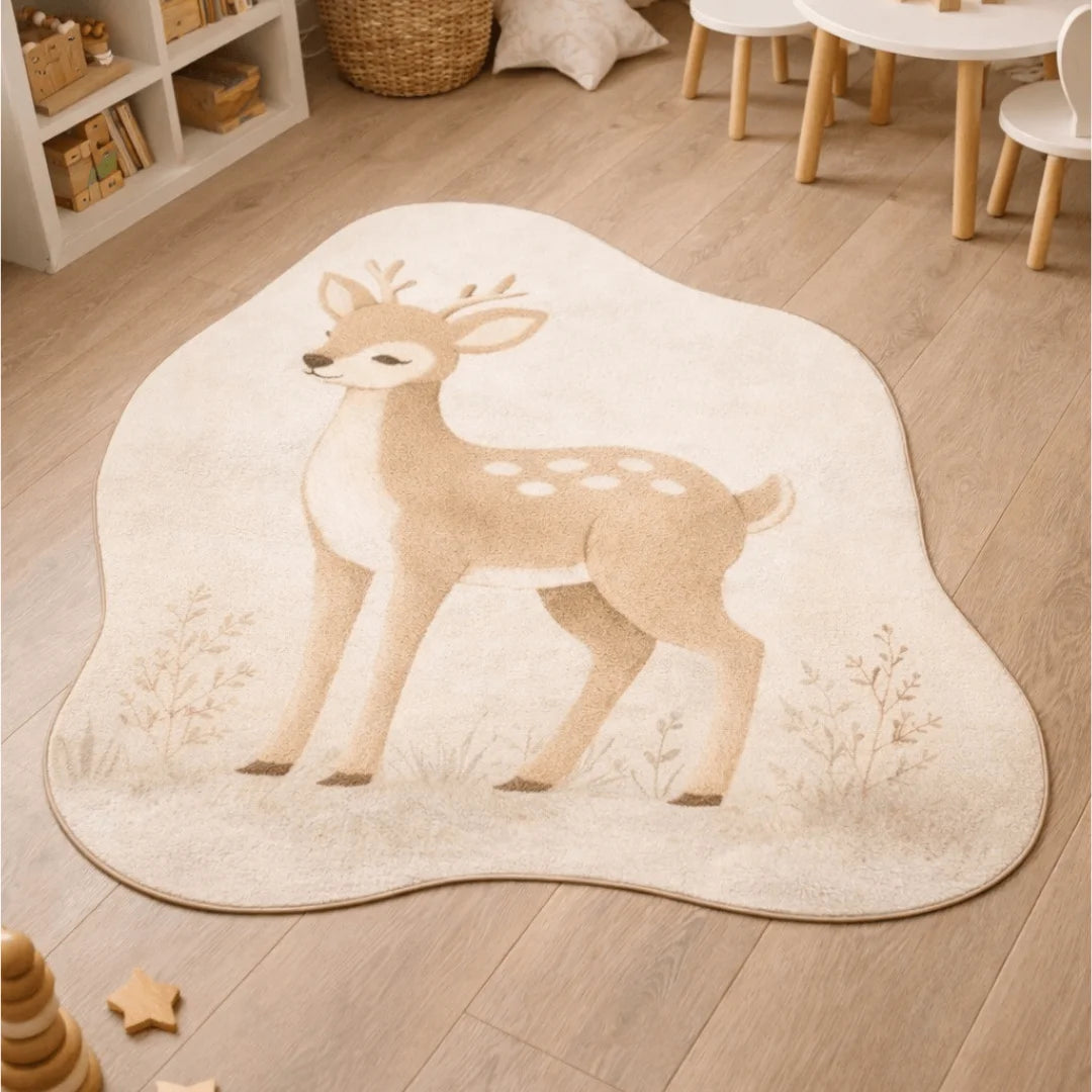Irregular deer rug kidsroom