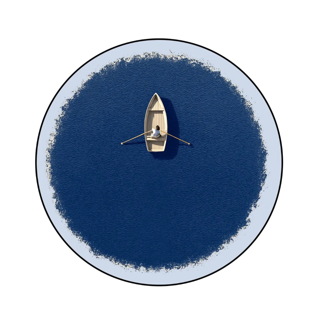 Irregular blue minimalist rug living room