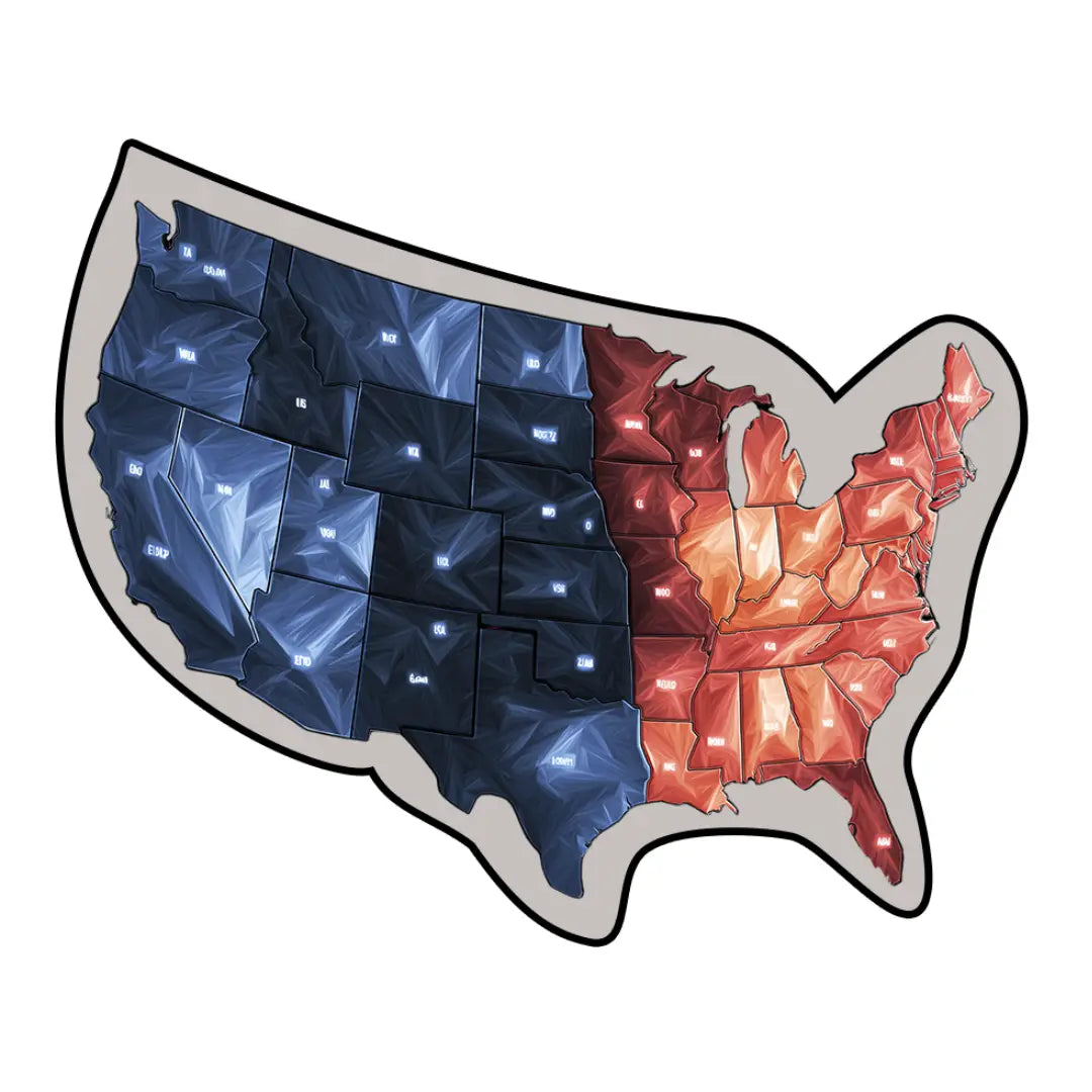 Irregular split field USA map rug kids room & playroom