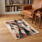 Stamp inspired expressionism rug living room