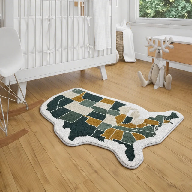 States of Home – Irregular USA Map Rug | 3 × 2 ft | Kids Room & Playroom