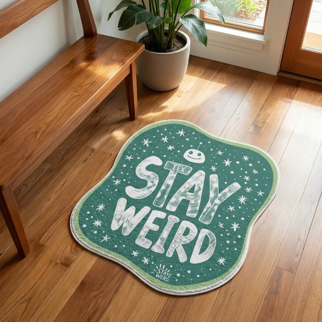 Irregular logo rug entryway