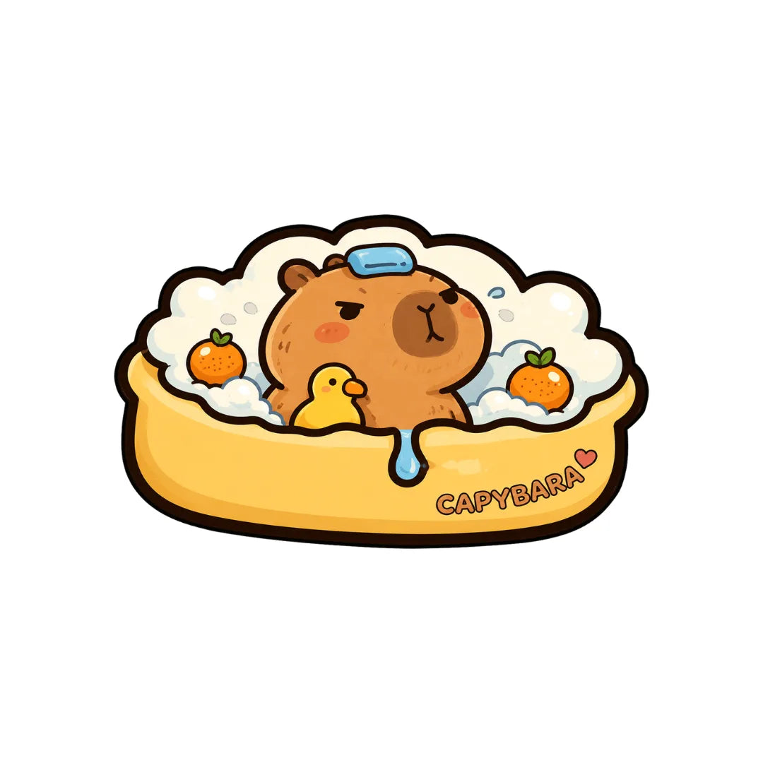 Irregular capybara rug bathroom
