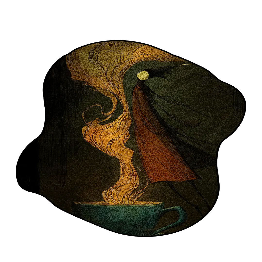 Irregular dark green and amber abstract rug living room