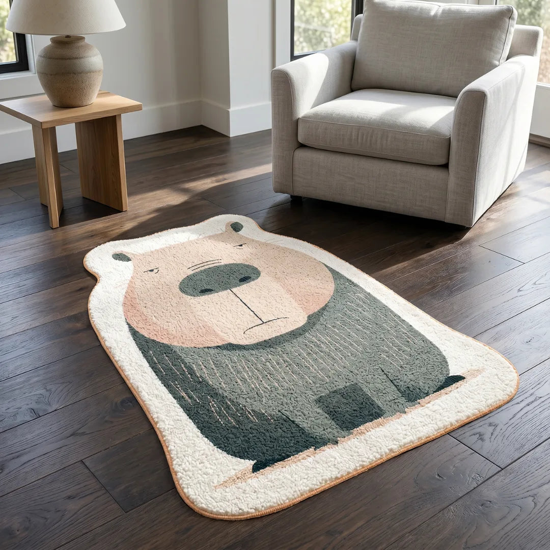 Irregular capybara rug living room